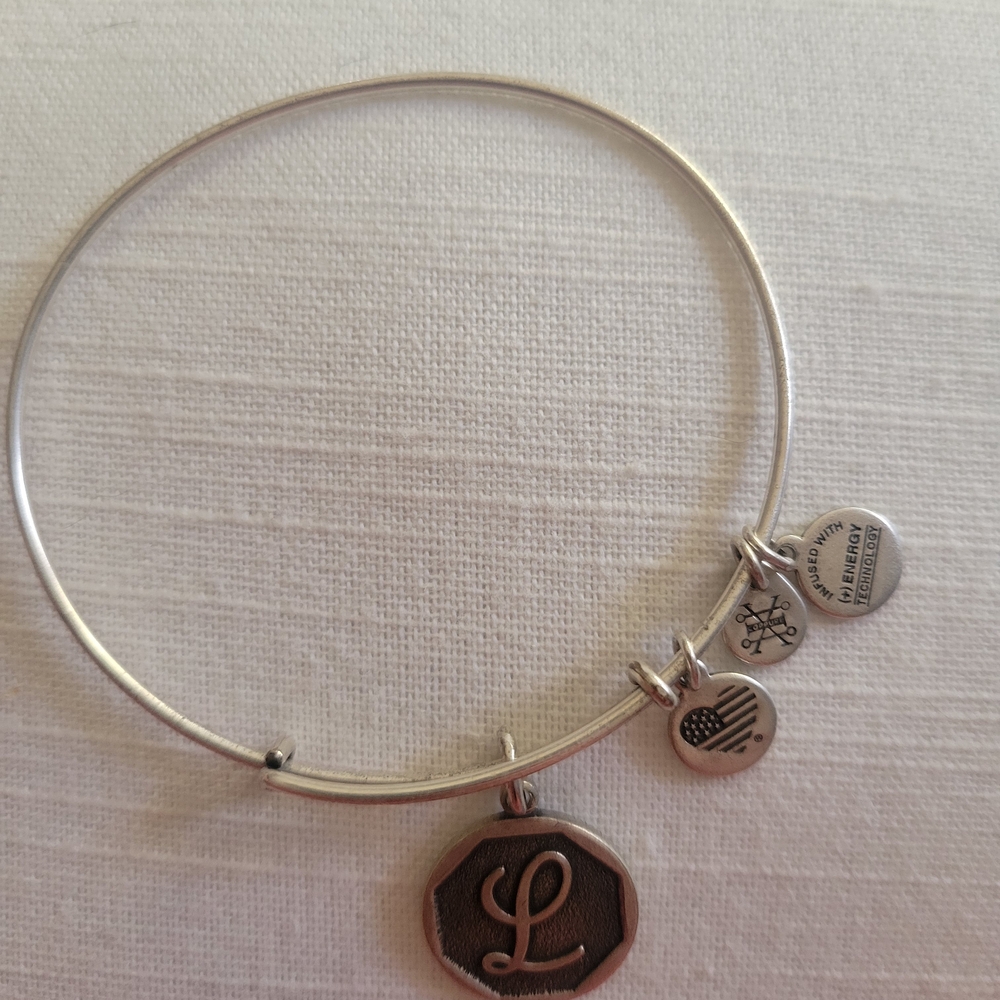 Alex and Ani Silver Charm Bracelet with Initial Pendant